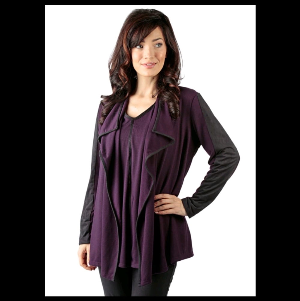 NWT Rhonda Shear Wrap with Faux Suede trim